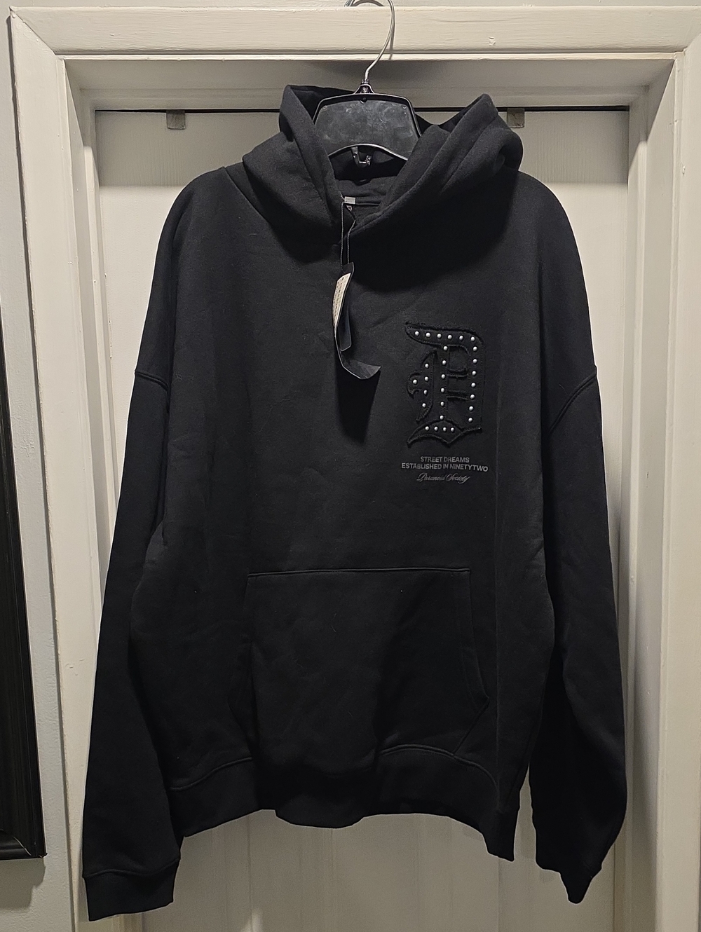 Black Stud-Embellished Hoodie Sweatshirt - Men